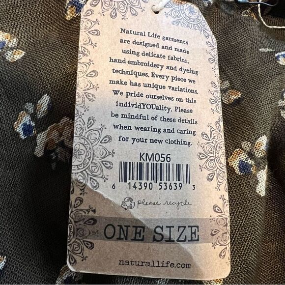 Natural Life Lightweight Kimono. Short Sleeves. Brown and Gold. One Size. NEW!! - Picture 8 of 10